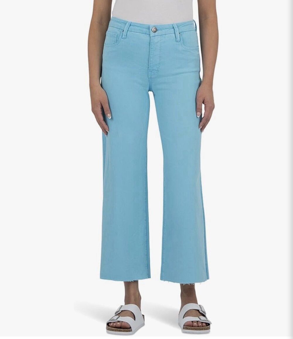 KUT from the Kloth Meg High Rise Fab AB Wide Leg Jeans Womens Size 14 Summer